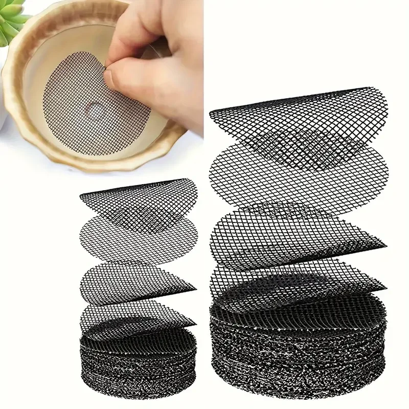 100pcs,Round Drainage Hole Screens Prevent Soil Loss Anti, Plant Drainage Screens Gasket, Bonsai Pot Bottom Grid Mat Mesh