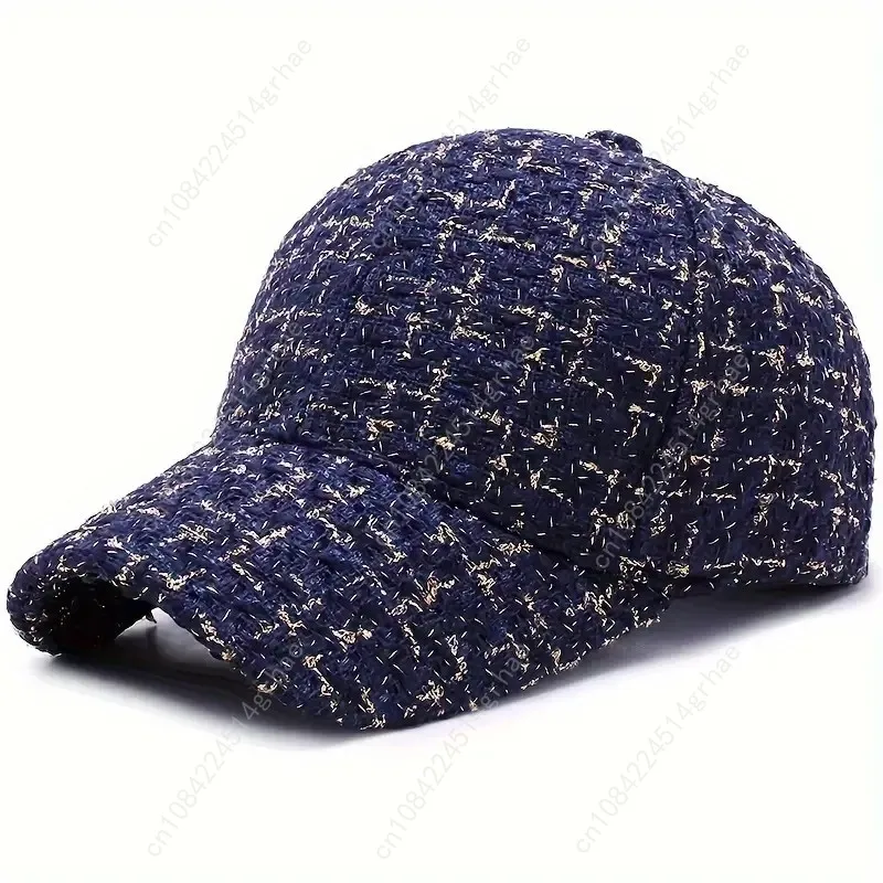Fotografia 4: Boné de beisebol xadrez dourado vibrante - Boné elegante de cor sólida com design leve e ajustável, perfeito para golfe e proteção solar