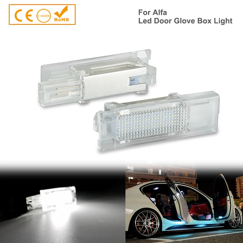 

2x White LED Glove Box Trunk Luggage Courtesy Light For Fiat 500 500X 500L Panda Alfa Romeo Giulia Giulietta Stelvio 147 159