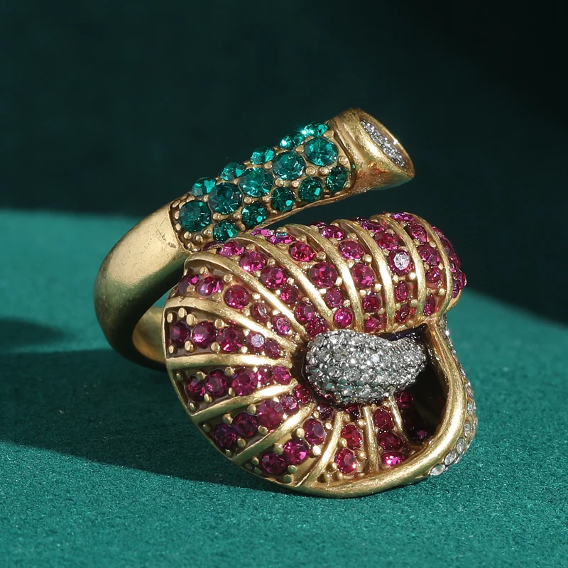 

Vintage Poppy Flower Ring Decoration Rhinestones Stone Floral Luxury Brands Women'S Jewelry Accessories Valentine Day Gif 2025