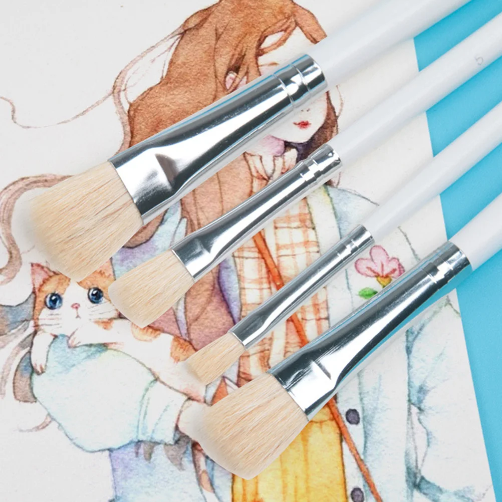 

12 Pcs Goat Hair Paint Brushes Wood H Watercolor Oil Acrylic Gouache Professional Family Use Travel Outdoor Gifts For Artists
