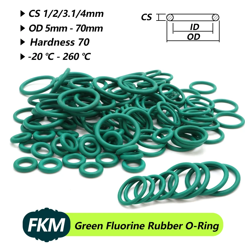 

10pcs FKM Fluorine Rubber O Ring Sealing Gasket CS 1/2/3.1/4mm OD 5mm - 70mm Insulation Oil High Temperature Resistance o ring