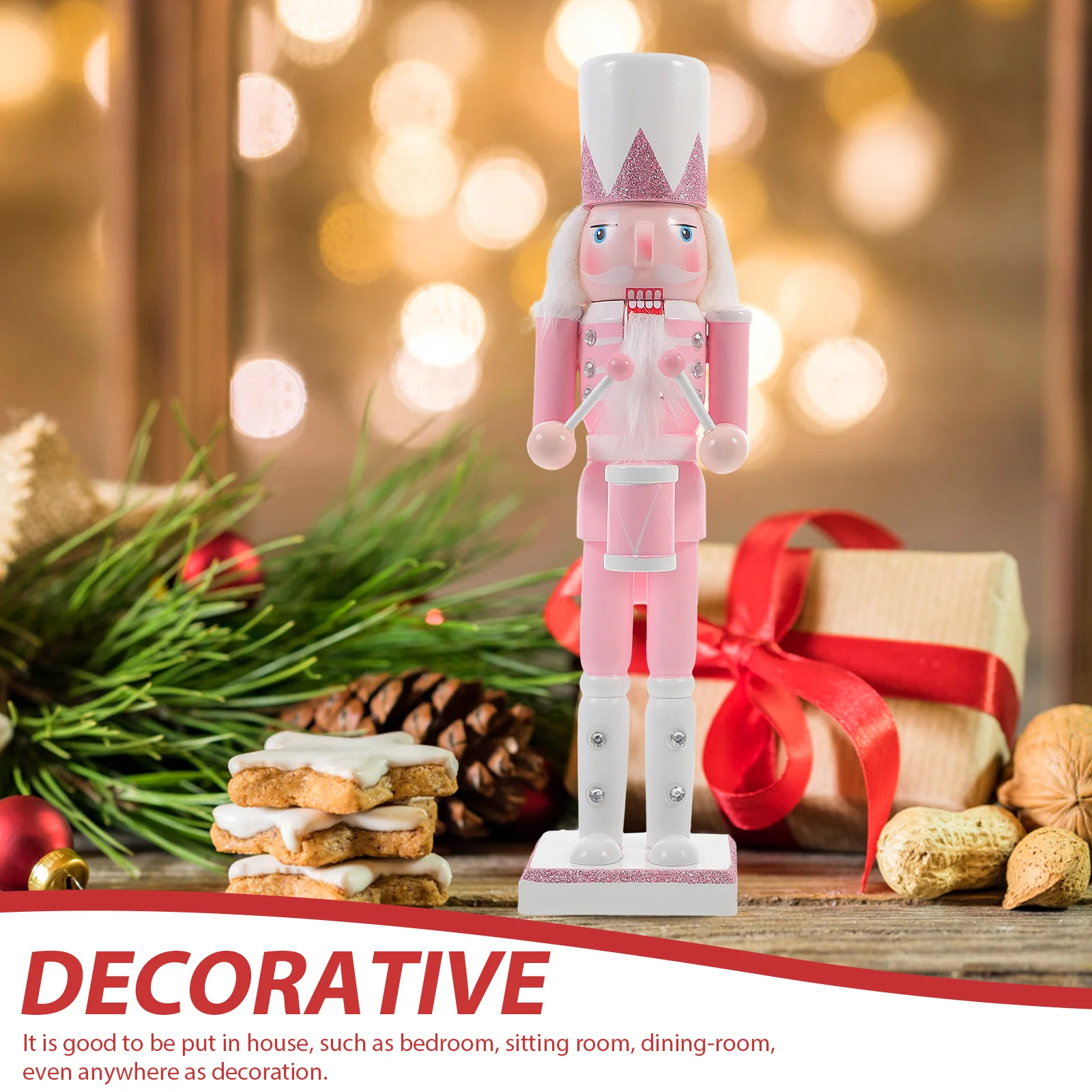

Christmas Nutcracker Decoration Handcrafted Wooden Soldier Statue Holiday Party Decor Desktop Xmas Ornament Festive Home Accents