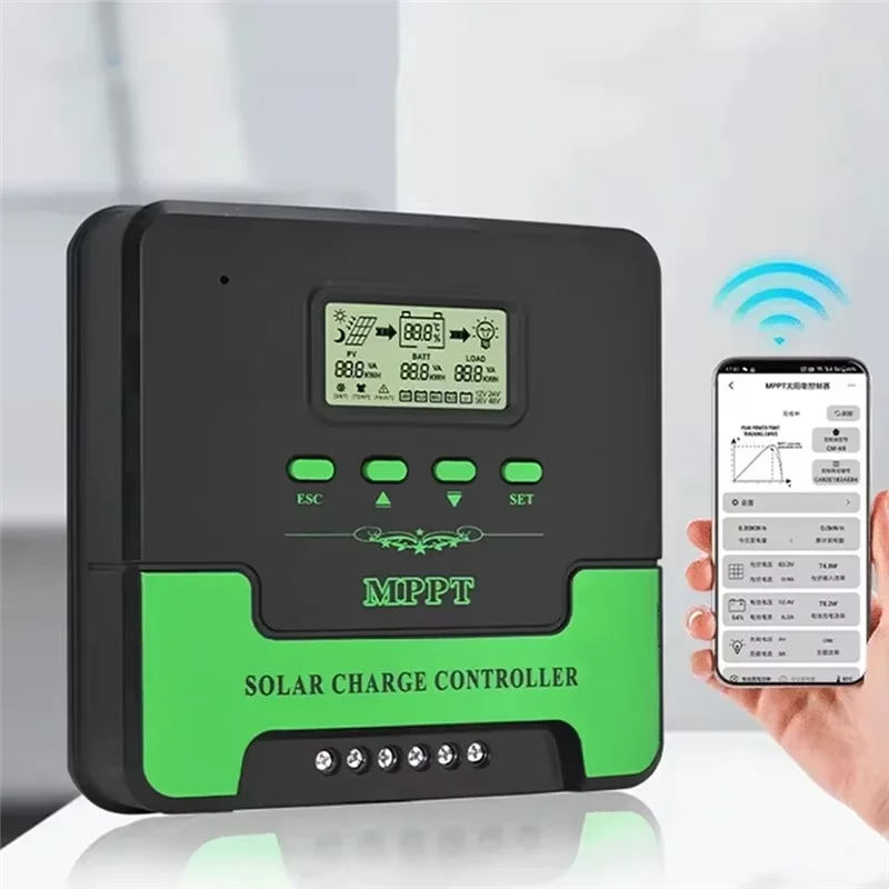 

A73E-Solar Charging Controller Wifi Automatic Solar Panel Regulator 20A Dual USB LCD Controller