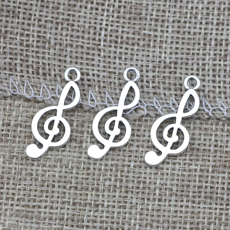 High Quality 30 Pieces/Lot 10mm*24mm Antique Silver Plated Diy Jewelry Accessories Musical Music Note Charms For Jewelry Making