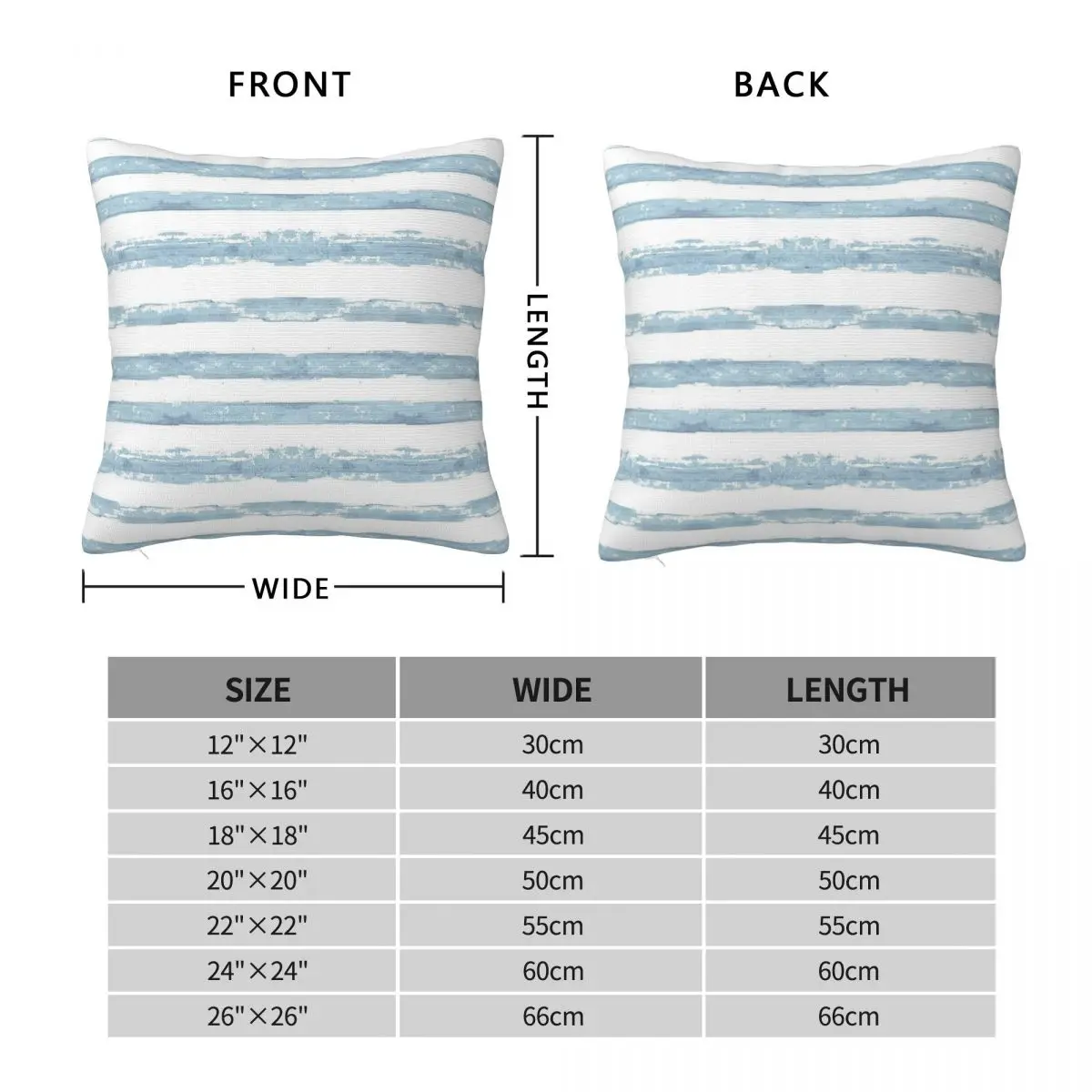 Blue Grey Coastal Waves Stripes Square Pillowcase Polyester Linen Velvet Pattern Zip Decorative Bed Cushion Cover 45x45