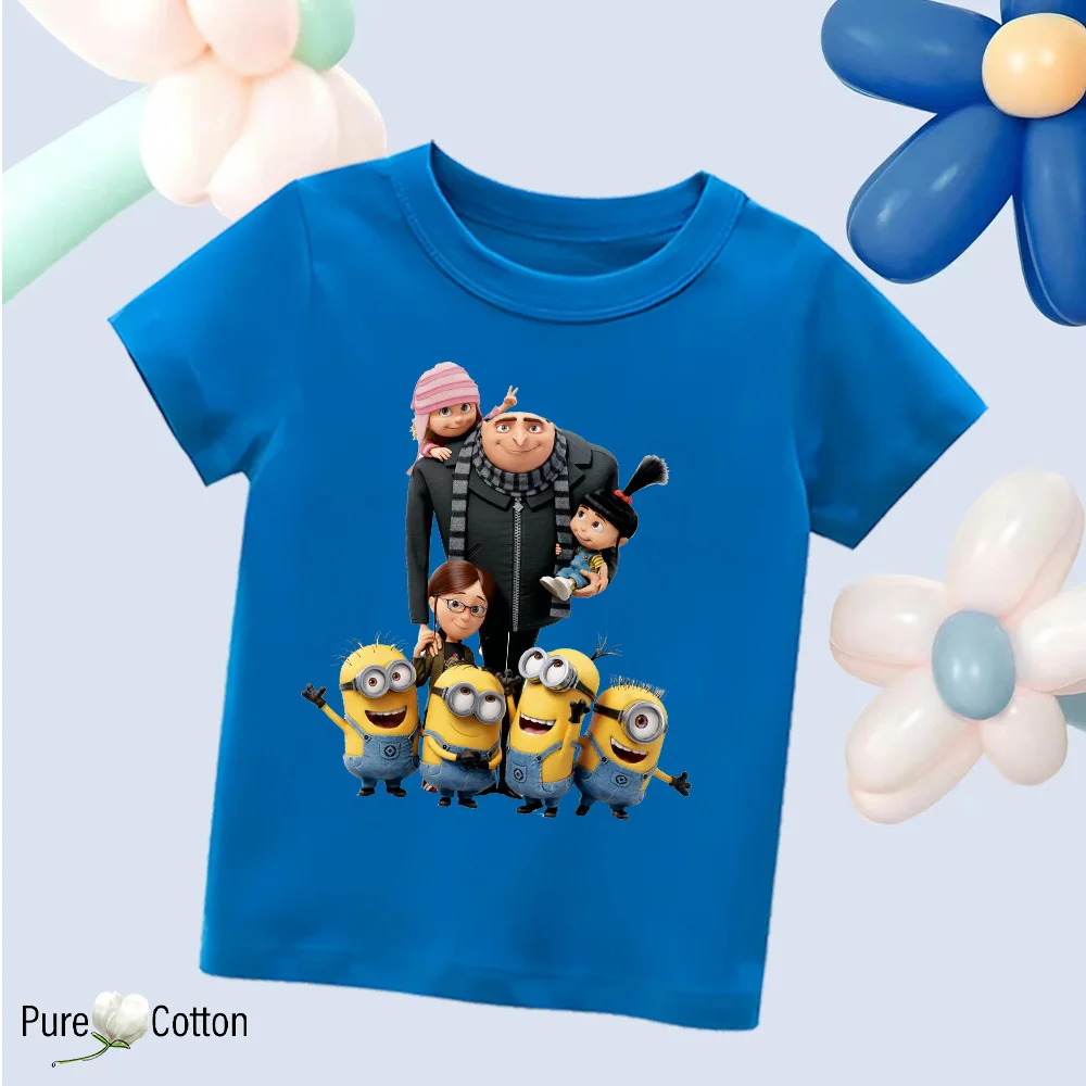 Cartoon Disney, multiple Minions, fun outdoor outfits, pure cotton children\'s T-shirts, Y2K quality, trendy, simple for boys