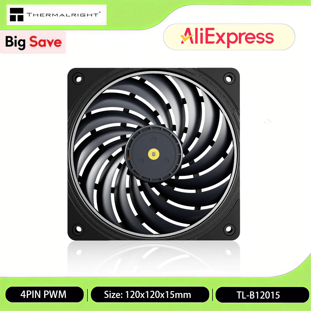 Thermalright TL-B12015 Computer Case Fan, 120mm Fans, Noise Reduction Design/15 Fan Blades/Free Safety Guard/Gift Box Packaging