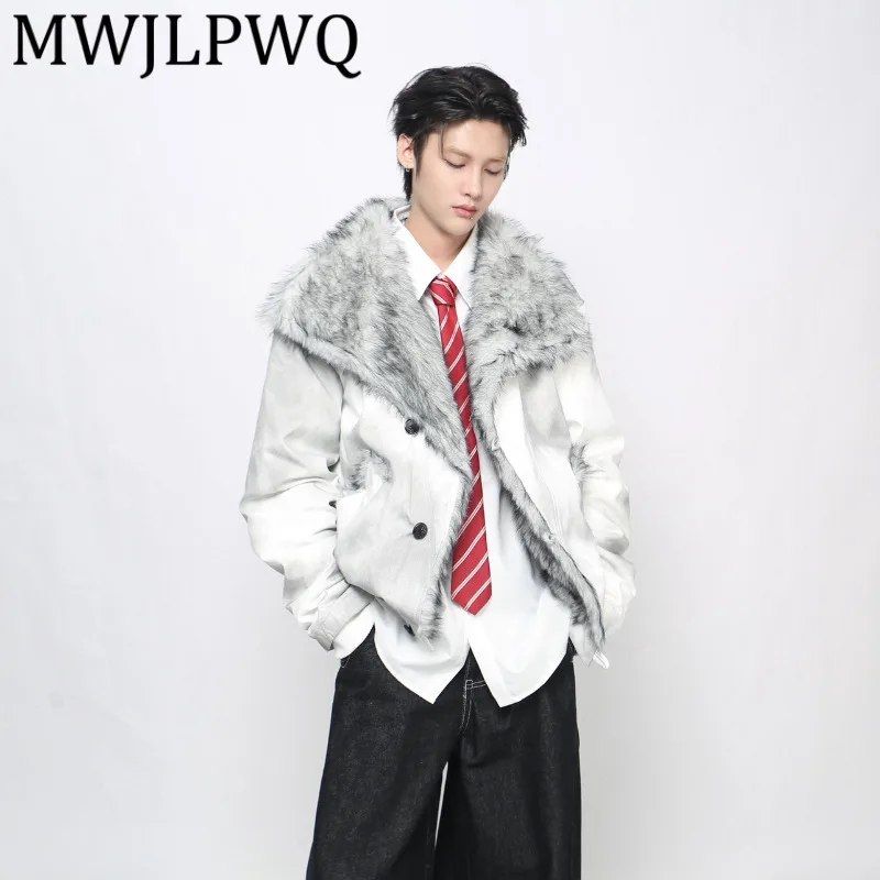 

MWJLPWQ American Spray Paint Dirty Dye Jacket For Men And Women Autumn Winter High Street Fur Design Casual Coat 2025 New 21757