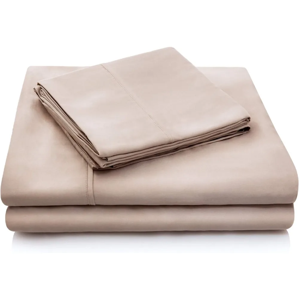 En Eco-Vriendelijke Tencel Kussensloop-En-Sheet-Sets, Split King, Ecru