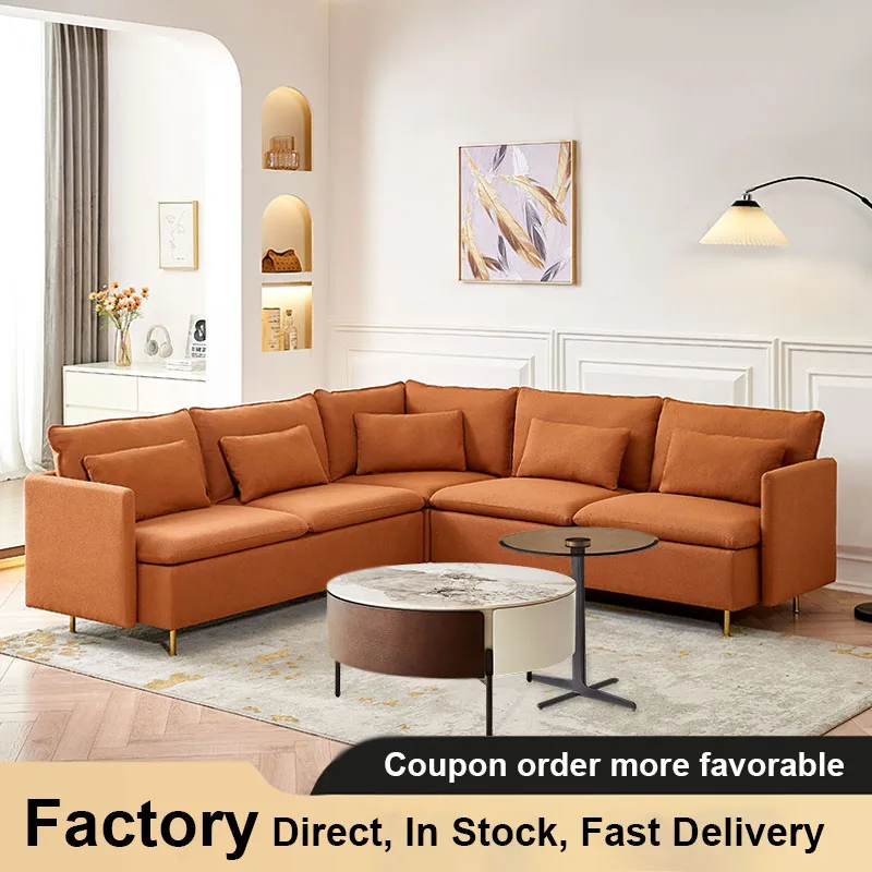 

Cloud Furniture Brand Teddy Fabric Sofa Modern Corner Sectional Sofa with Support Pillow for Living room Apartment & Office