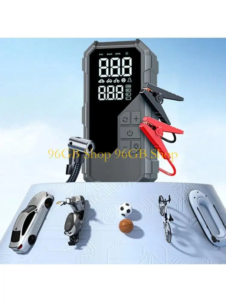 96GB Heavy Duty 1500A Jump Starter with Built In Air Pumps Small Size Size for Auto Tires