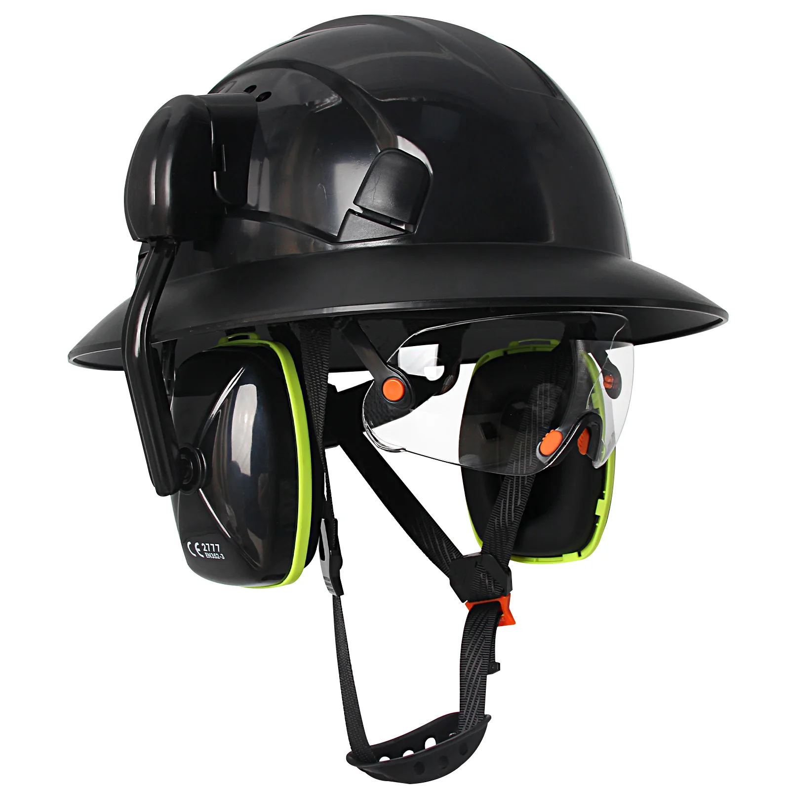 Full Brim Safety Helmet with Goggles Earmuff Construction Hard Hat Protective Working Riding Climbing Rescue Cap Head Protection