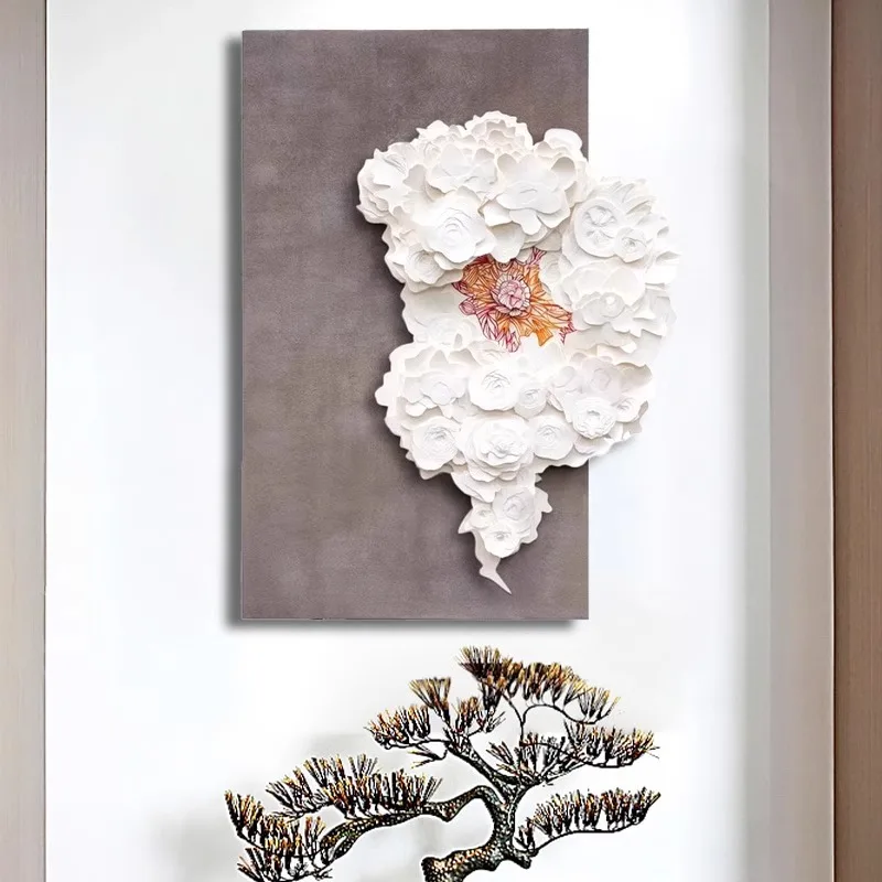 5d three-dimensional fabric light luxury decorative painting designer model room hotel background hanging painting high-end