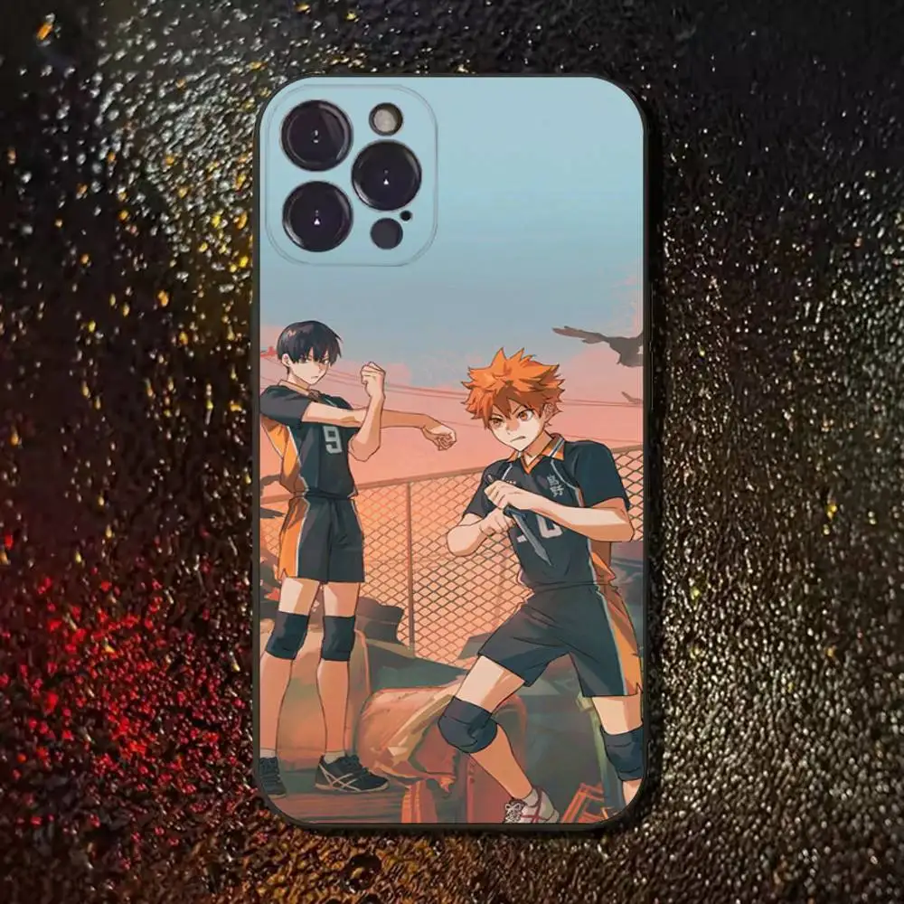 حافظة هاتف أنيمي H-Haikyuu Karasuno لهاتف آيفون 17,16,15,14,13,12,11 Plus,Pro Max,XS,X,XR,SE,Mini,8,7,غطاء أسود من السيليكون الناعم #6
