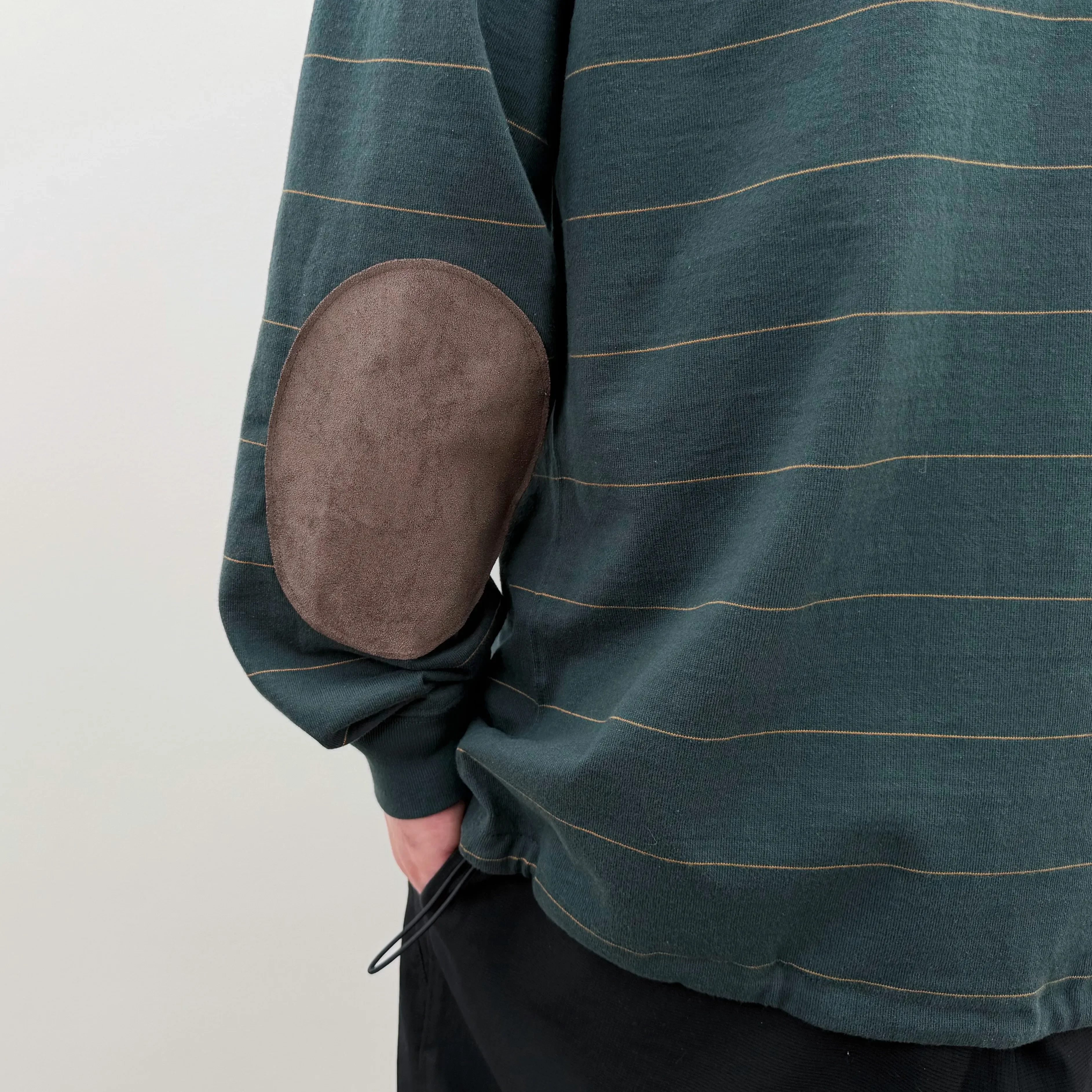 

Japanese niche cotton yarn [REMI] heavy stripes, Henry collar, loose style, long-sleeved T-shirt.