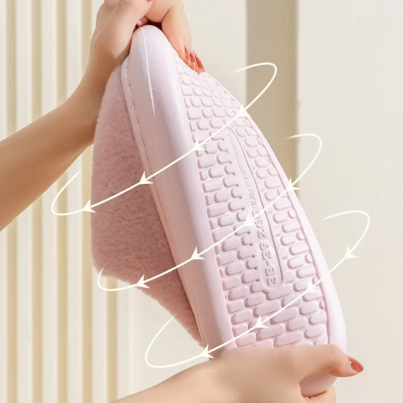 Winter Plush Slippers for Women Men -2026 New Cozy Fleece-Lined House Shoes, Non-Slip Indoor Slides with Memory Foam Comfort view 6