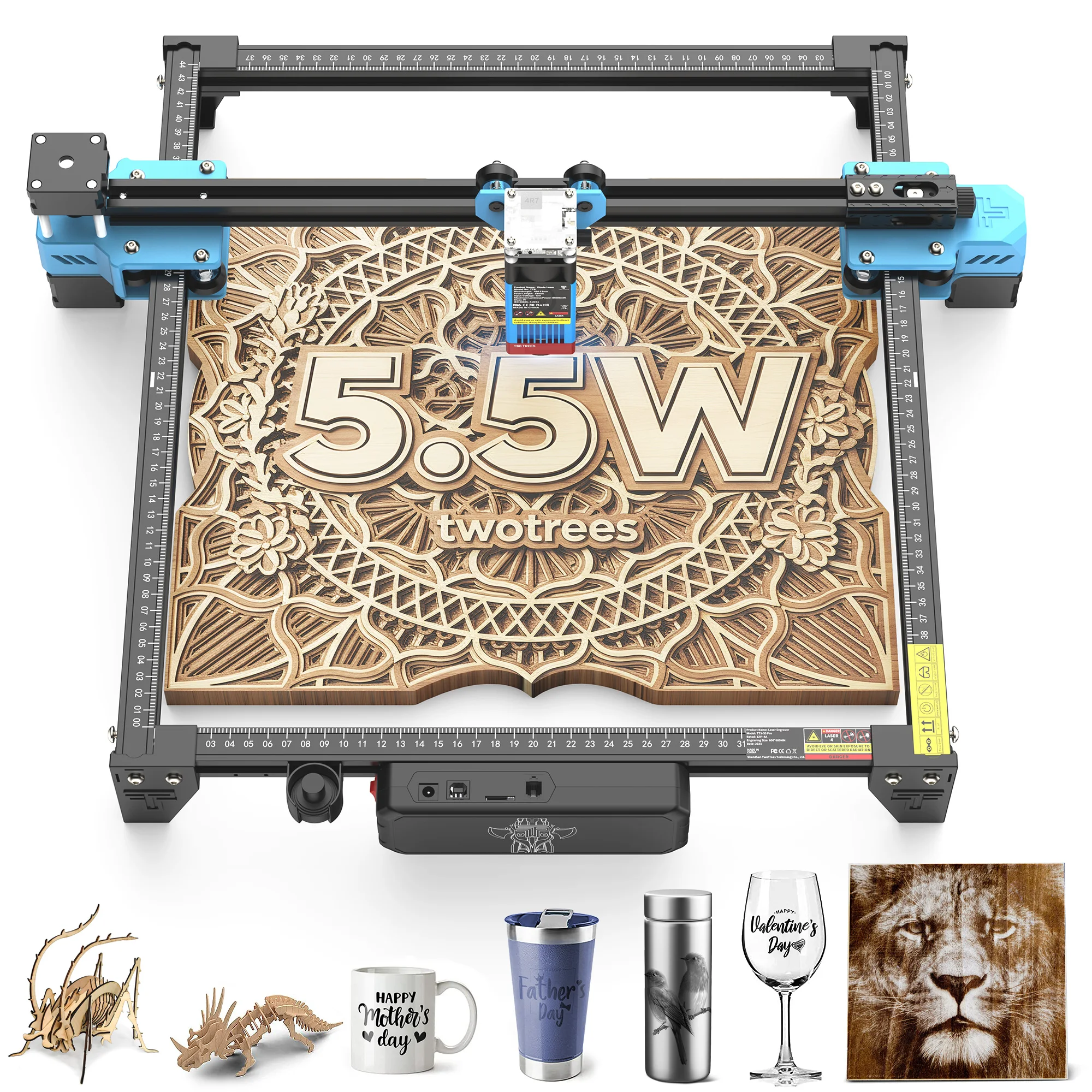 Grabador Láser Twotrees TTS-55 pro/TTS-10 pro 40W/5.5W 80W/10W, Máquina de Grabado Láser 300x300mm, Diodo de Luz Azul, Herramientas de Corte CNC para Madera, Bricolaje