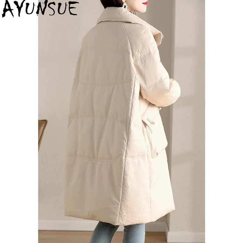 AYUNSUE Schaffell Echtes Leder Jacke Frau 90% Weiße Ente Unten Mantel Frauen Winter Kleidung Neue in Outer Jaqueta De Couro
