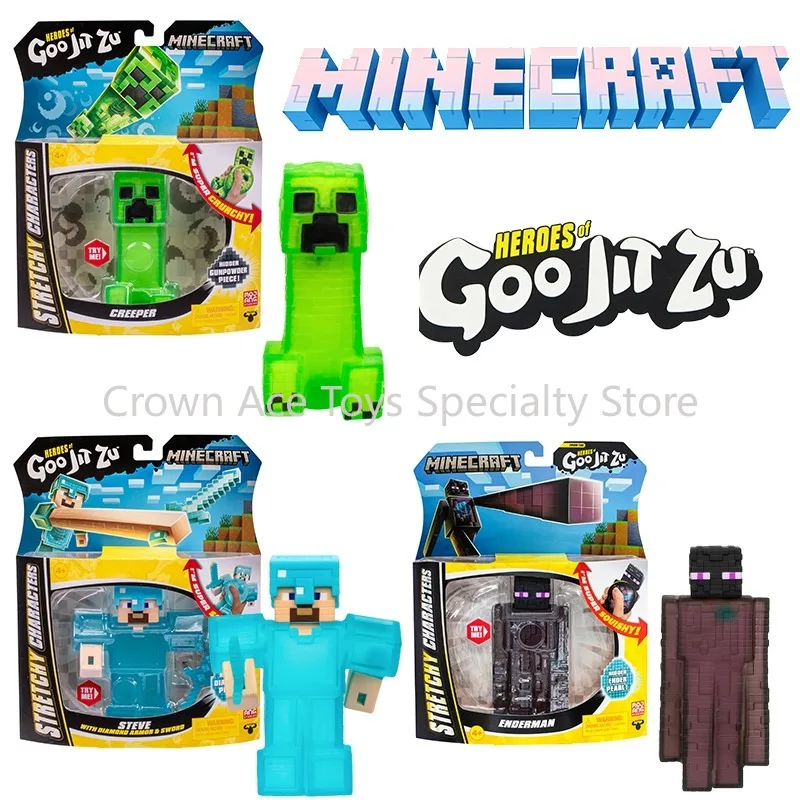 Muñeco Elástico Original Goo Jit Zu Minecraft, Muñeco de Anime, Juguete Antiestrés Suave y Apretable, Regalos para Niños, Coleccionable