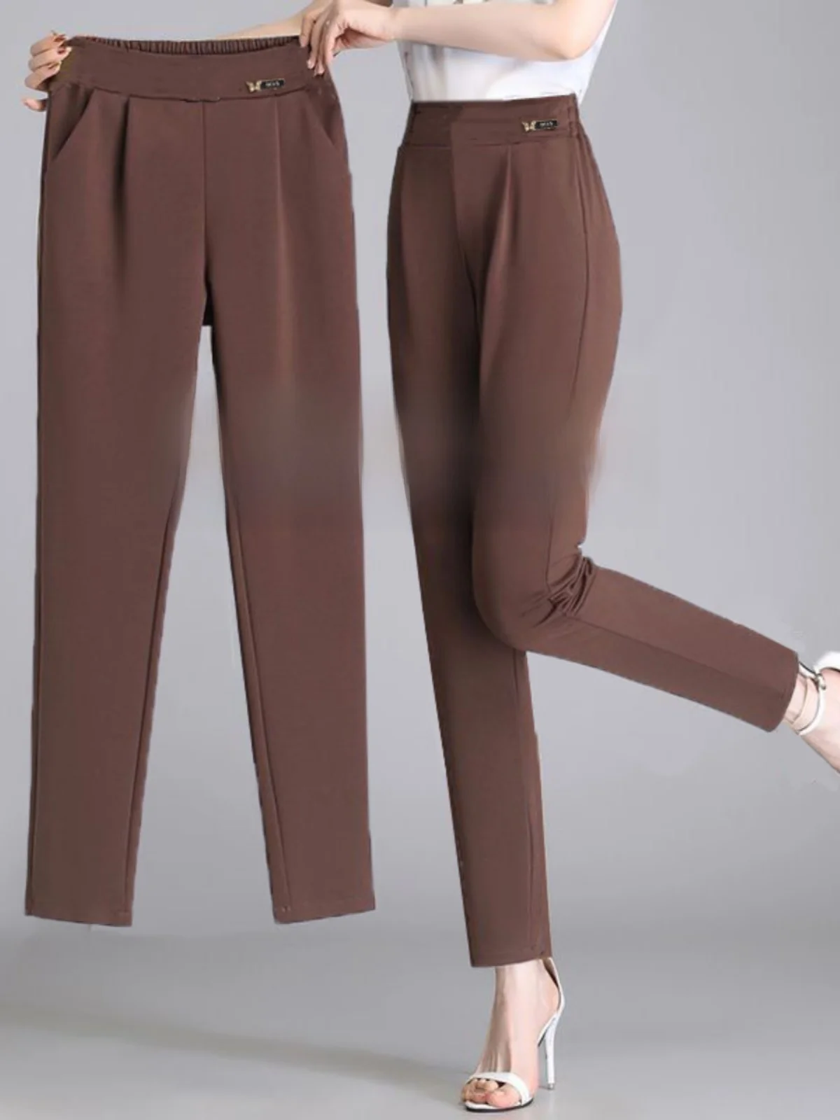 새로운 봄 여름 루즈핏 여성 캐주얼 팬츠 하이웨이스트 하란 나인 포인트 슬리밍 하라주쿠 스타일 패셔너블 올매치