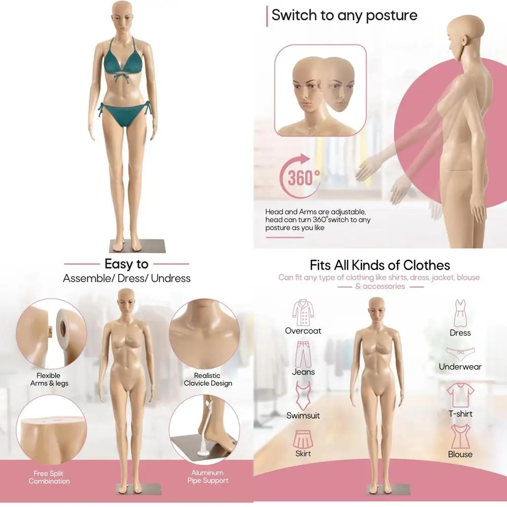 

Female Male Mannequin Torso Dress Form Mannequin Body Adjustable Mannequin Dress Model Full Body Plastic Detachable Mannequin St