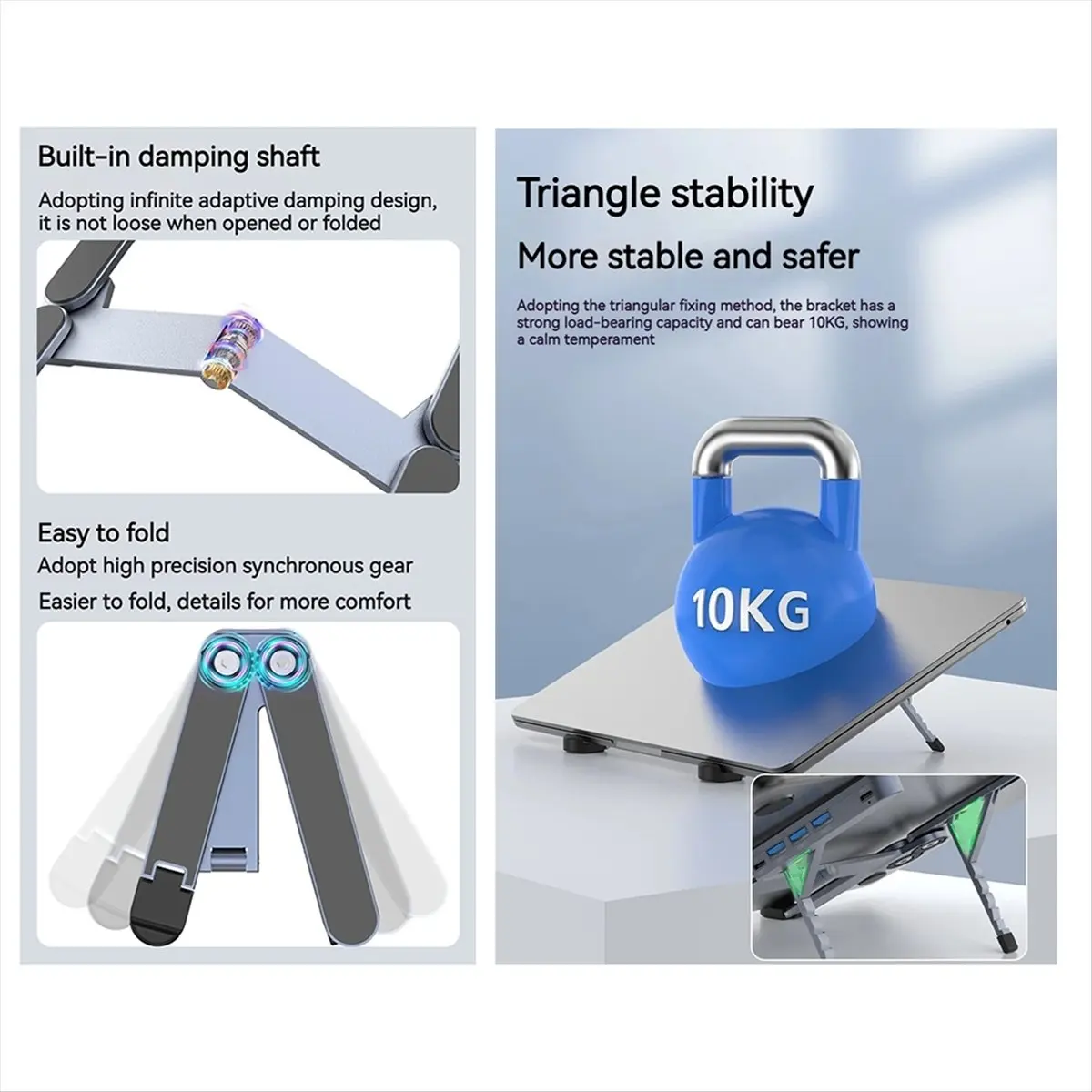 a10r-2in1折りたたみ式ノートパソコンスタンド＆usb-cハブ調整可能ホルダー多ポートusb-cドッキングステーション（10～17インチノートパソコン対応）