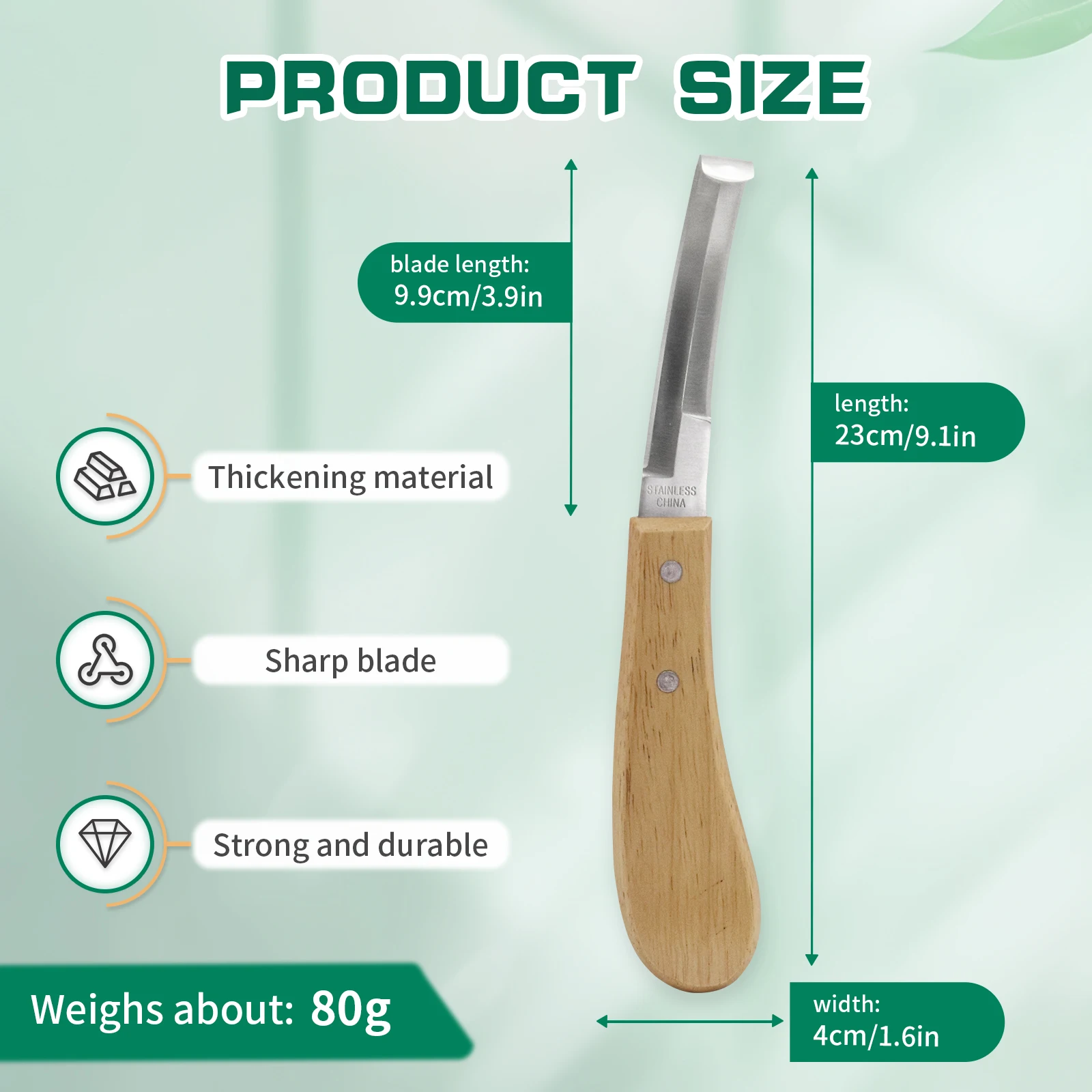 1Pc Pisau Kuku Kuda Sapi Baja Tahan Karat Tipe Pengait Pedikur Domba Dengan Gagang Kayu Alat Pisau Kuku Perlengkapan Peternakan Ternak