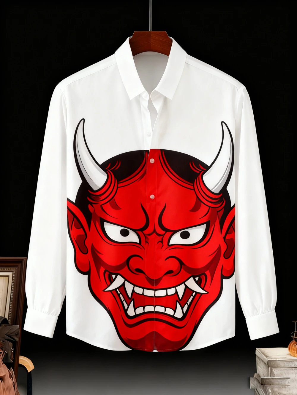 

Men's Japanese Pattern Nara Deer Ukiyoe Print Shirt Long Sleeve Lapel Light and Soft Fabric Business Casual Clothing for Men