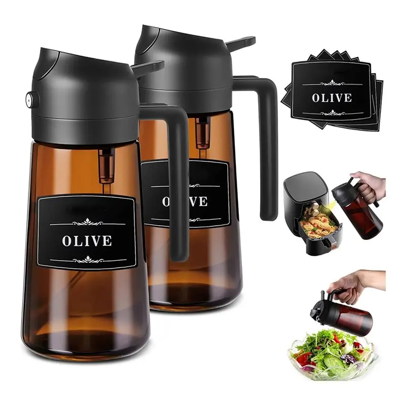 YANA50I For Cooking Oil Dispenser 2 Pcs Oliver Oil Sprayers For 16 Oz Bottle-Dark Glass Lightproof Borosilicate Glass