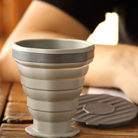 1/2Pc Foldable Coffee Cup With Handle And Lid,Creative Portable Water Cup,Travel Camping Hiking Cycling Kitchen Accessories