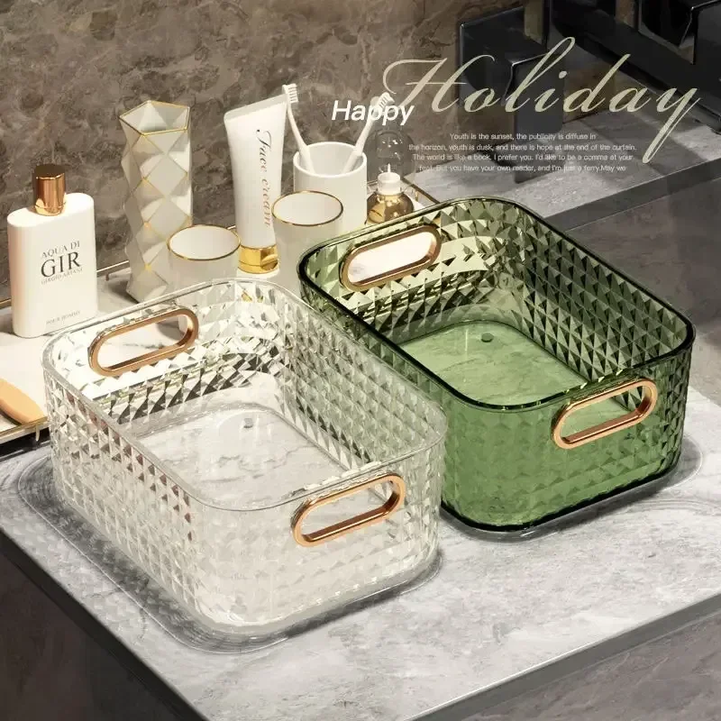 Chic and stylish portable futurism box with convenient handle for effortless organization in bathroom and kitchen. Tidy and tren