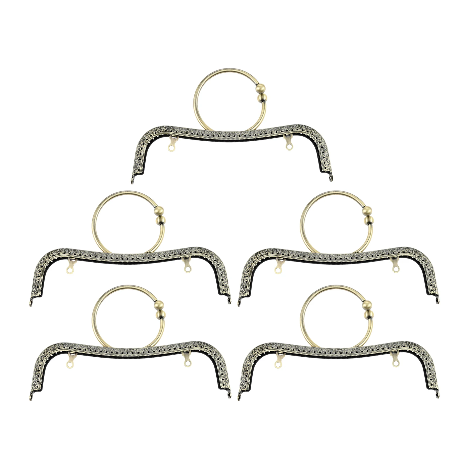 

5pcs Metal Purse Frames 22cm/8.7" Bronze Concave Waist Embossed O-shaped Bracelet Retro Arch Kiss Lock Clasp Frame Embossed