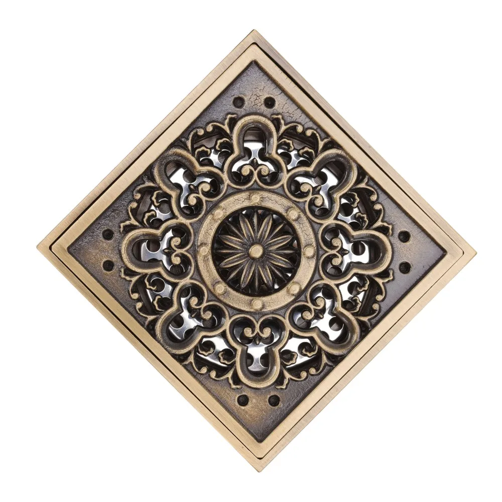Durable Copper Material Floor Drain Square Large Flow Drain Strainer Rustproof Anti-Clogging Floor Strainer Toilet
