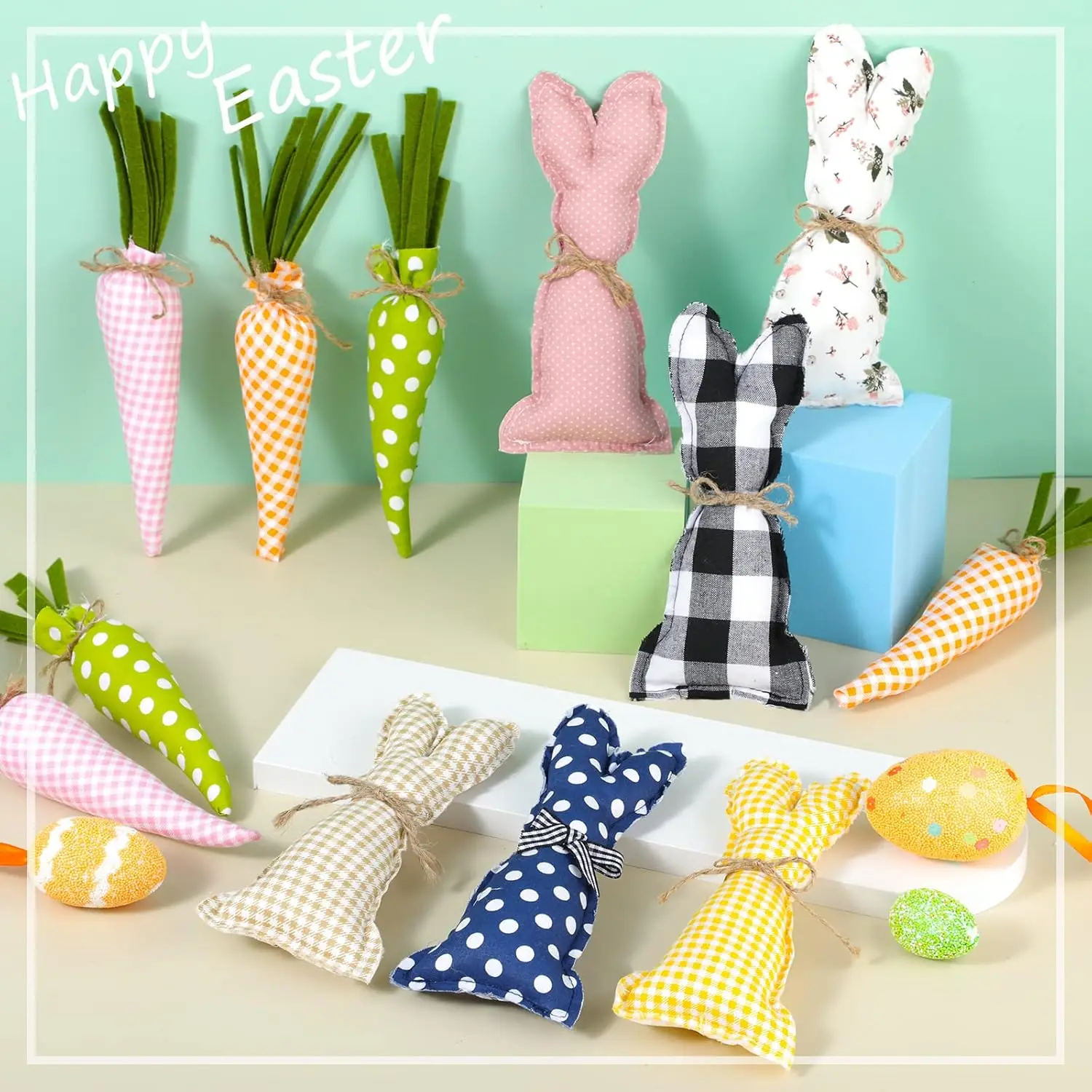 

2025 Easter Decoration Props Lovely Bunny Egg Carrot Ornaments For Garden Courtyard Table Cabinet Sofa Creative Fabric Ornaments