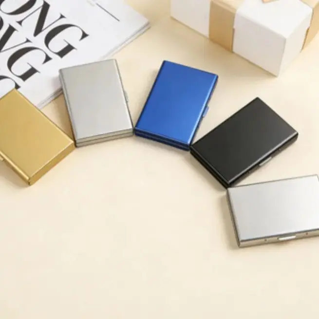 Laser Engrave Custom Logo Stainless Steel Cardcase Demagnetization Personalize Company Name Metal Business Card Case Box Holder