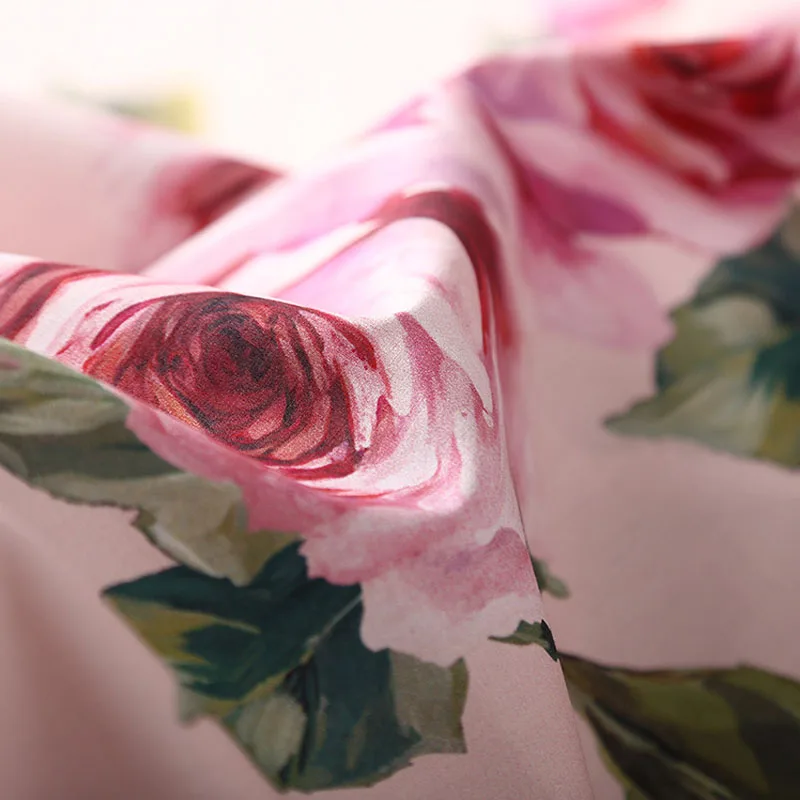 Pink Rose Flower and Butterfly Printed Poplin Cotton Fabric For Parent-child Dress Blouse Handmade DIY Fashion Cloth Sewing