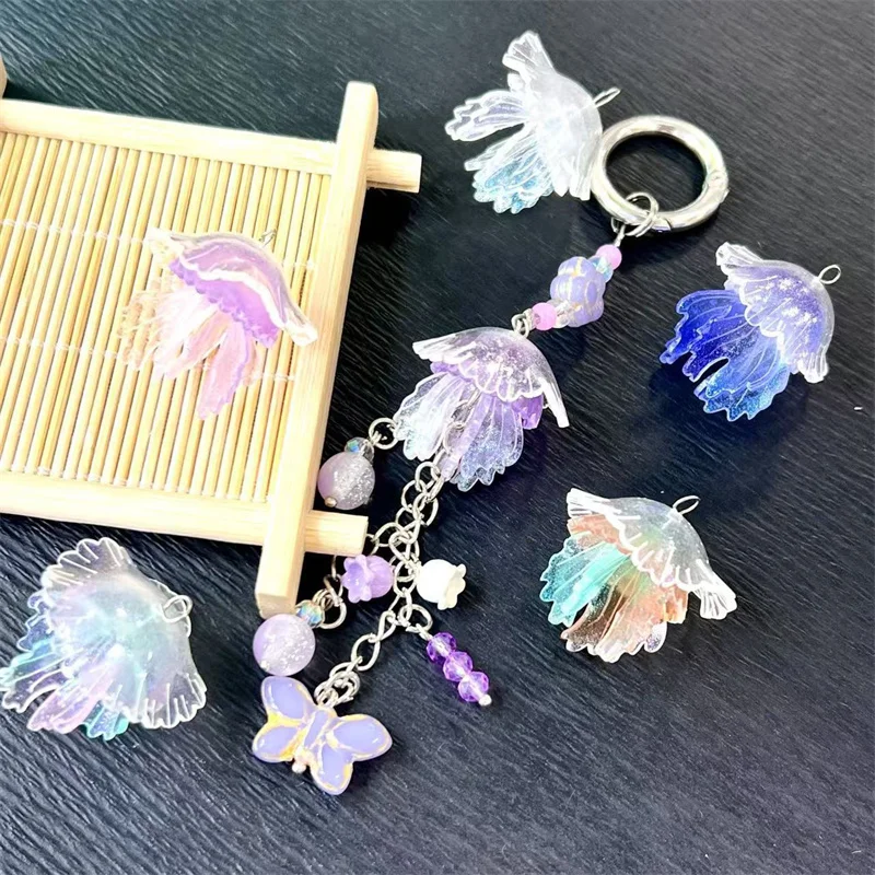 

2025 Newest 30pcs/lot color print animals cartoon jellyfish shape acrylic handmade dolls beads diy jewelry accessory