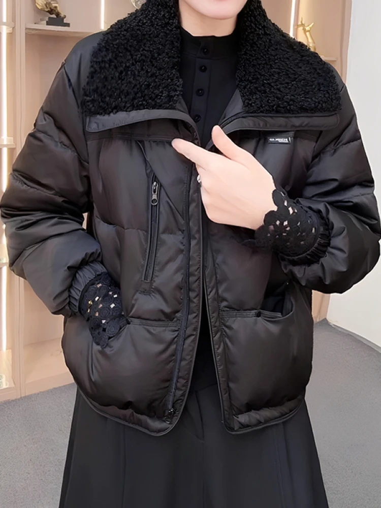 

Женская модная утепленная короткая хлопковая куртка 2025 года, новая зимняя модель, воротник-стойка, на молнии, в корейском стиле