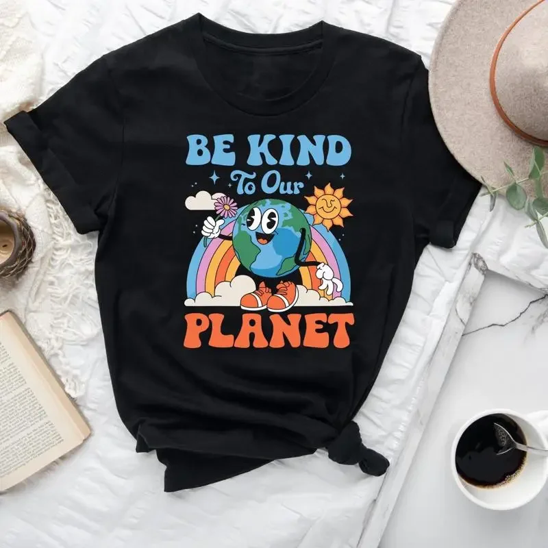 Be Kind To Our Planet Earth T Shirt Cute Rainbow And Positiv