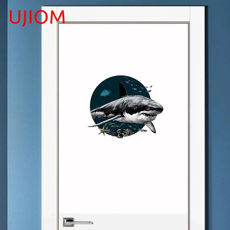 UJIOM 13cm Cartoon Shark Logo Wall Stickers Amusing Kids Room Decals Personality Baby Nurse Room Home Decoration Wallpapers