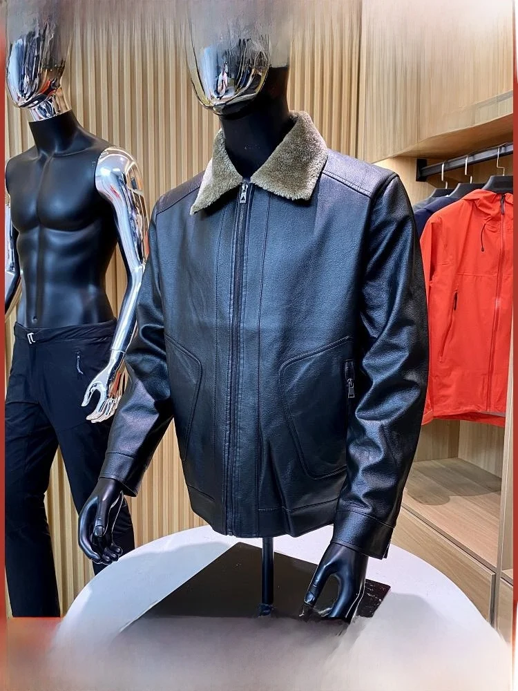 

Классическая мужская теплая верхняя одежда из искусственной кожи с воротником-стойкой на подкладке, модная молодежная осенняя одежда-стойка