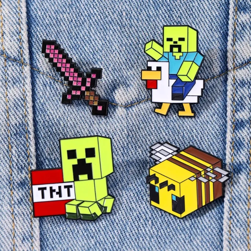 HOT 4pcs Set Creative Sword Bee Enamel Pin Brooch Metal Badge Jewelry for Clothing Backpack Accessories Unique Gift for Friends