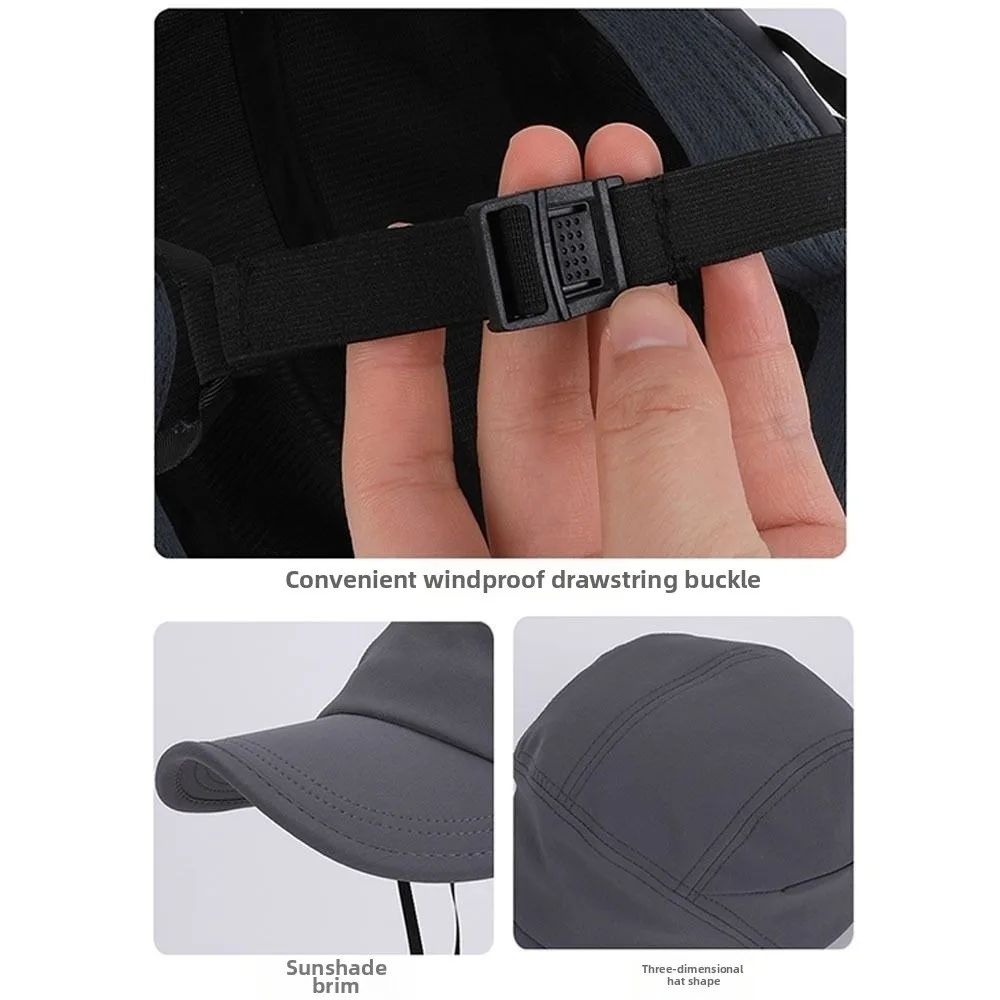 

Portable Foldable Sunhat Adjustable with Windproof Strap Beach Fisherman Hat Cycling Hats Outdoor