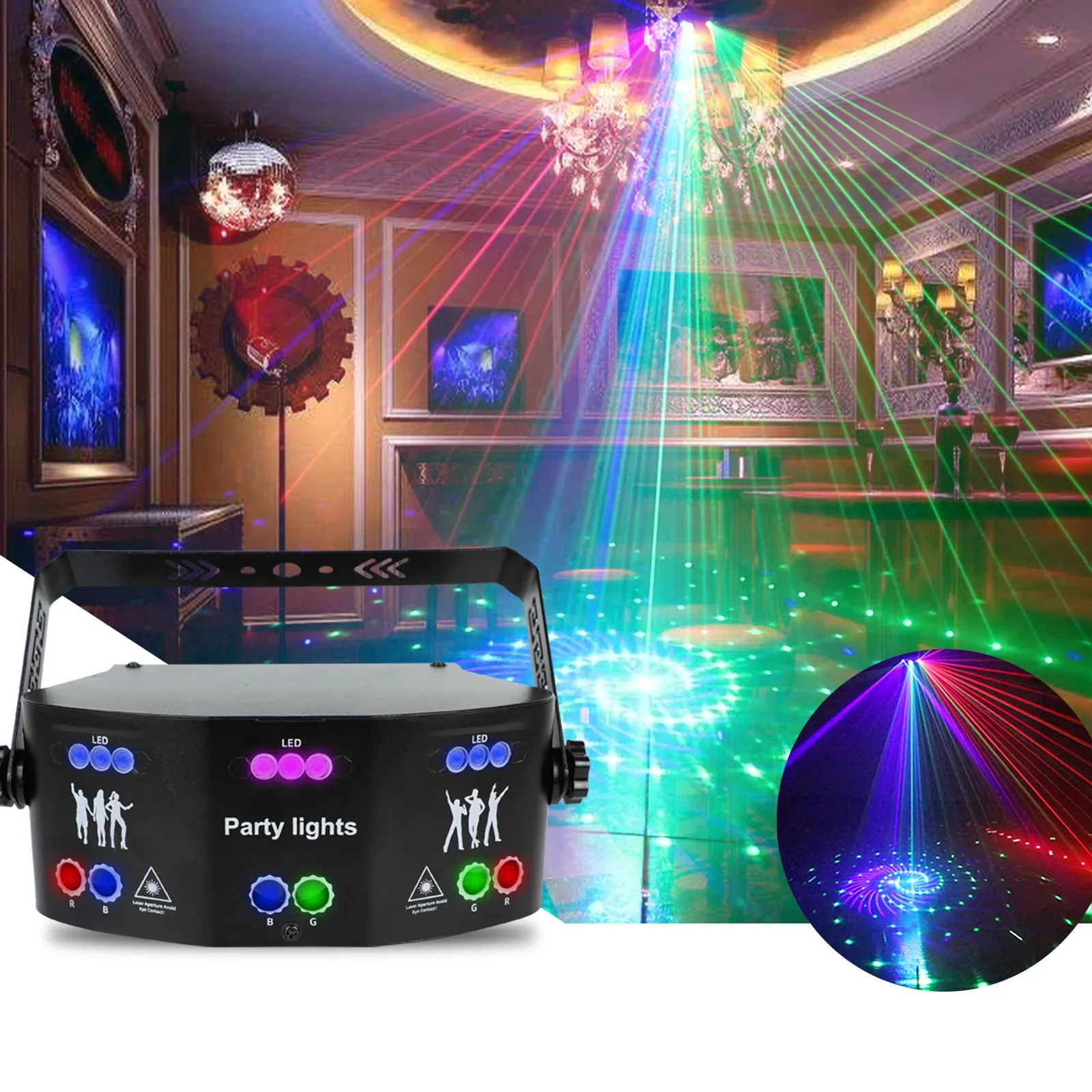 15 Lens Led Laser Lights For Room Decoration Beam Projector Christmas Decor Light Disco Party Uv Holiday Lighting Wedding Lamp