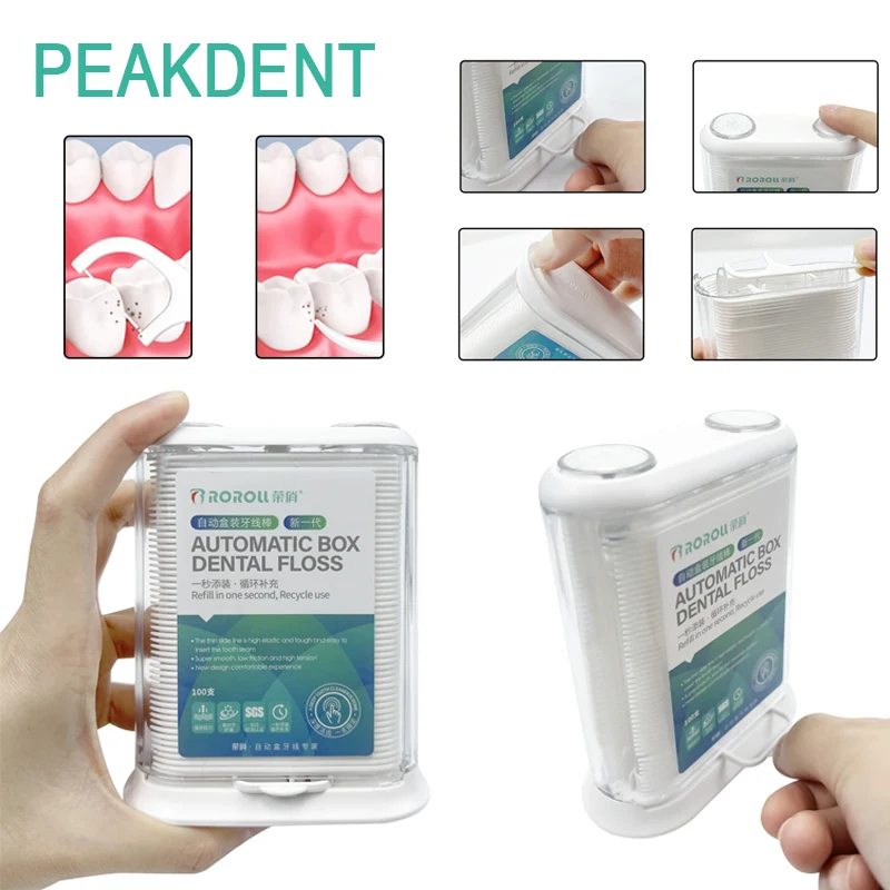 

100Pcs Automatic Floss Holder Travel Portable Floss Organizer Disposable Plastic Floss Stick Cleaning Teeth Oral Care