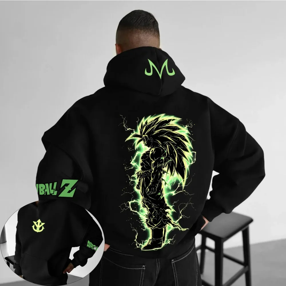 Dragon Ball Men's Hoodie Sweater, Goku Japanese Anime Fashion Trend 2025 Autumn/Winter Printed 100% Pure Cotton Hoodie