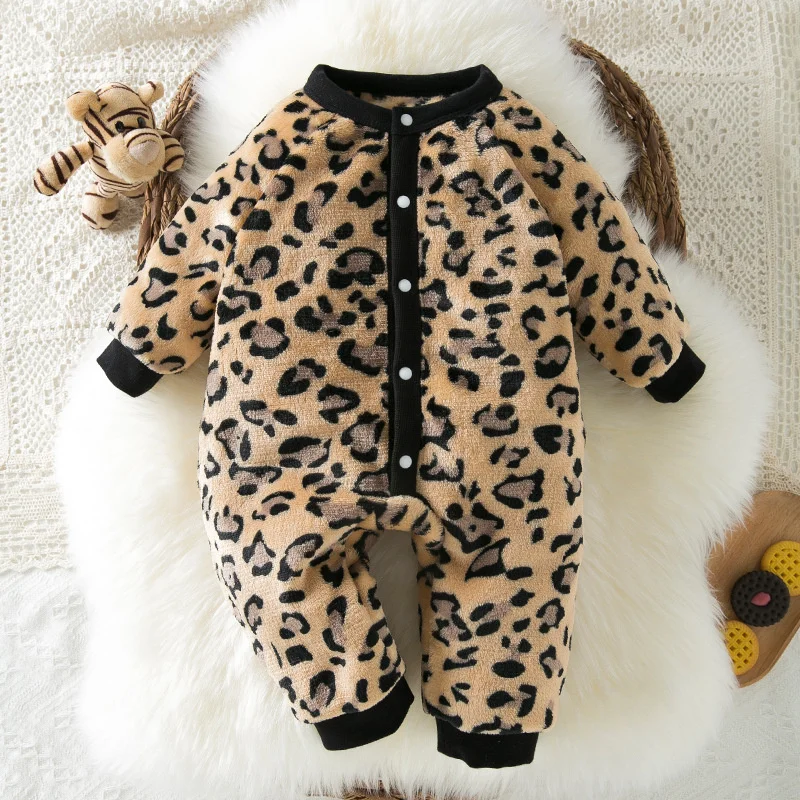 Baby Soft Warm Jumpsuits Tollder Winter Fleece Comfortable Thick Outdoor Thermal Romper Infant Casual O-Neck Long Sleeve Clothes