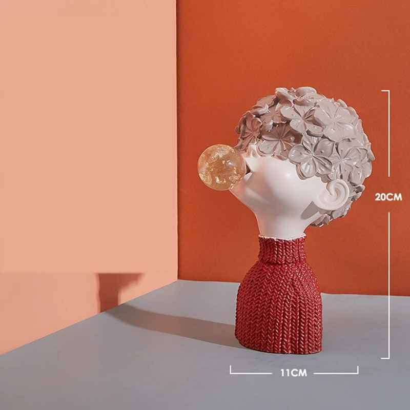 Estatua de chicle de cristal para niño, escultura de resina, busto decorativo para el hogar, adornos de mesa, decoración para gabinete de TV