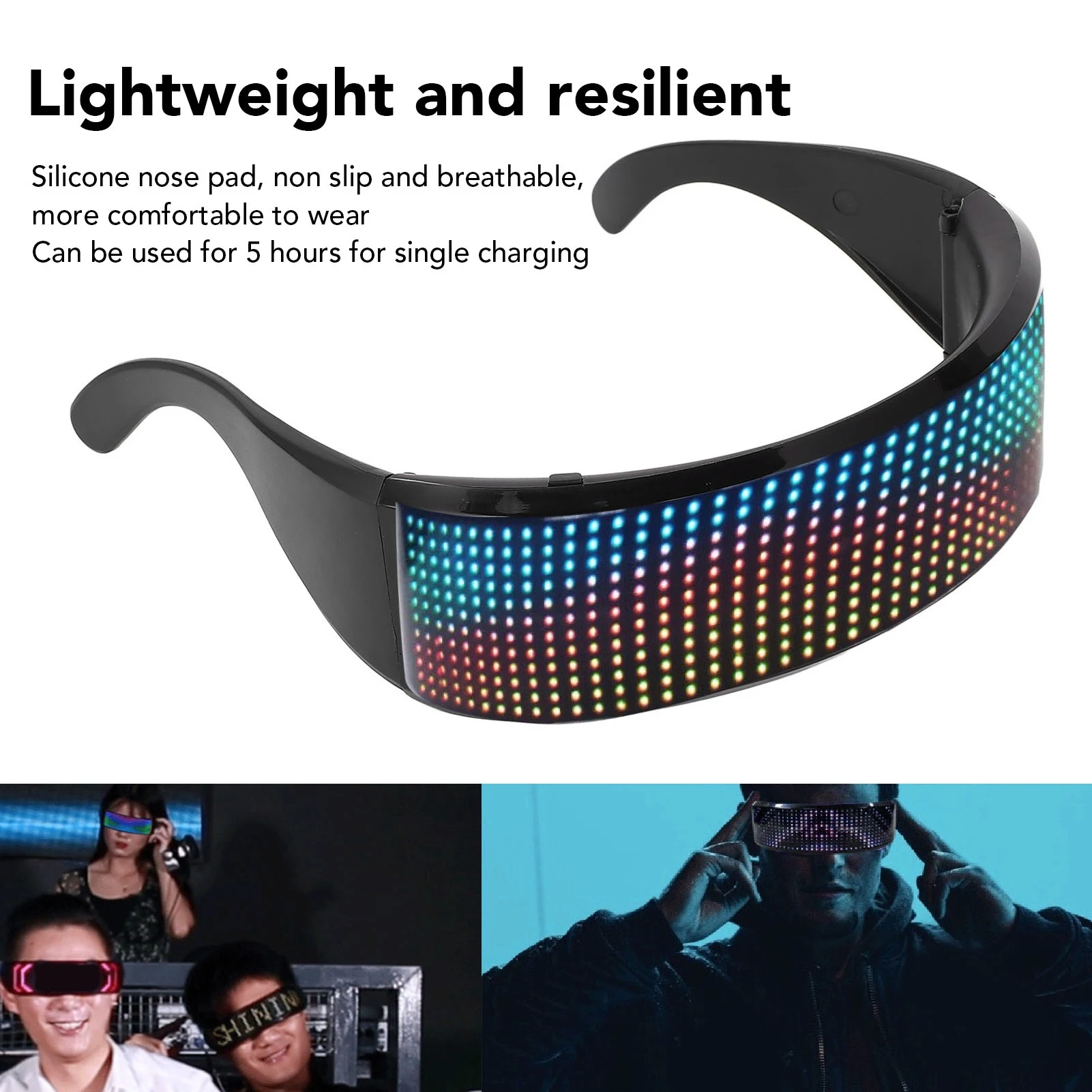 LED Glasses LED Glasses  APP Controlled Customizable RGB Light Up Glasses for Cosplay Party Music Festival